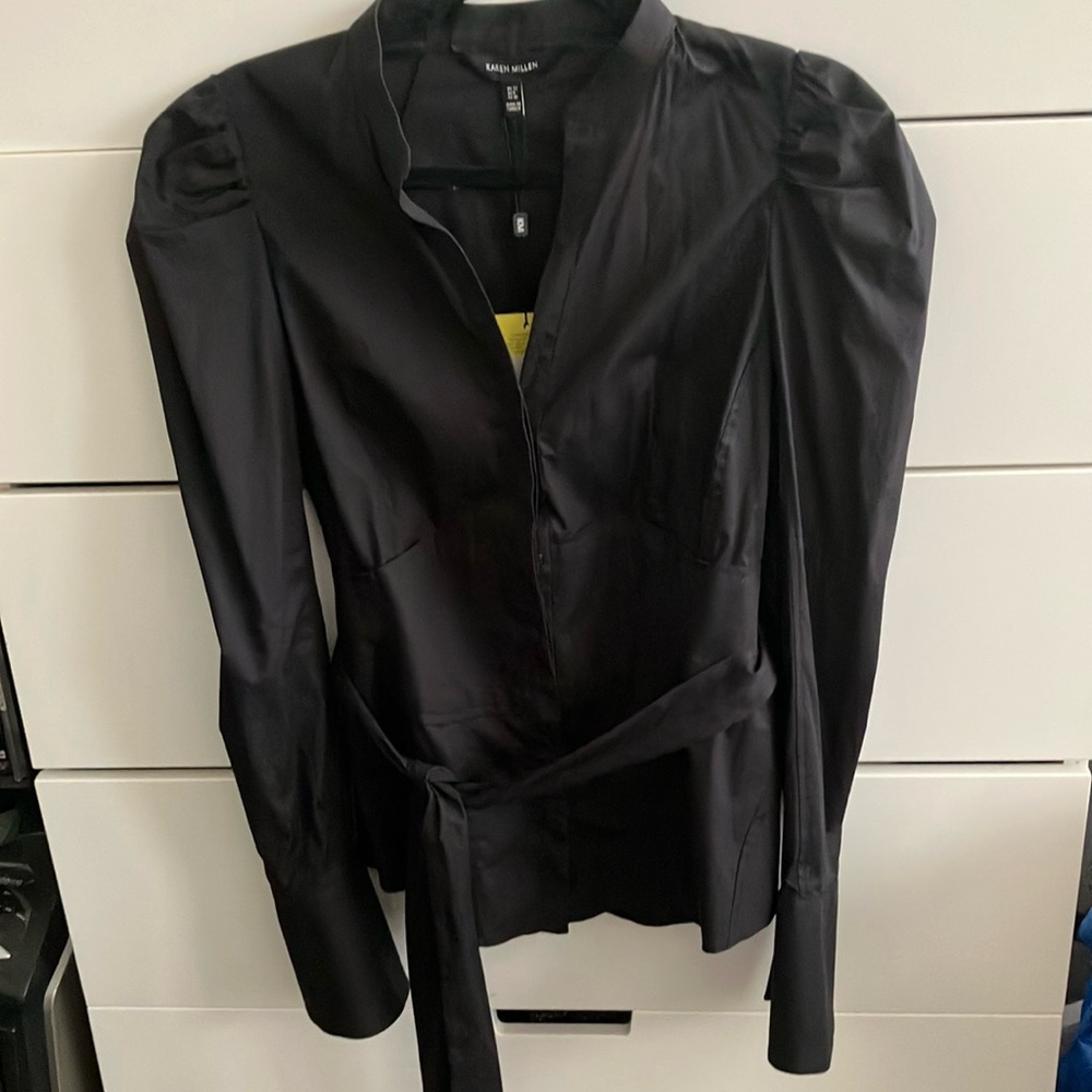 Karen Millen black tie waist blouse